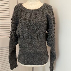 Ever Charcoal Grey Gray Cable-knit Wool Cashmere popcorn sweater P (XS)